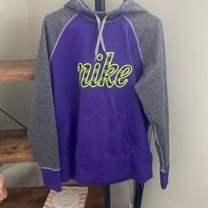 Nike Women's Purple and Gray Hoodie
